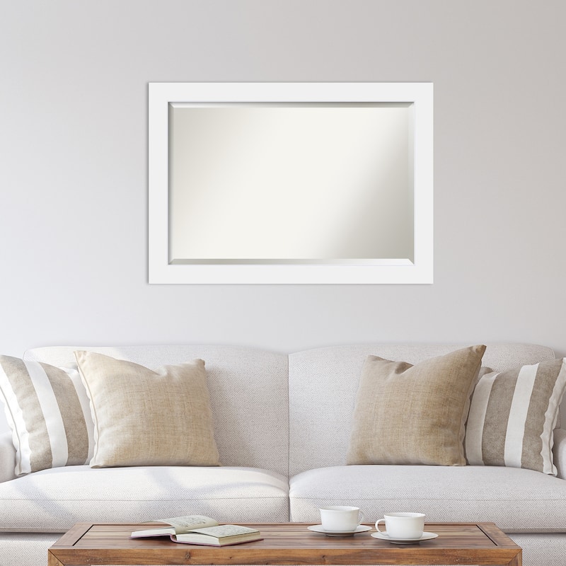 Beveled Wood Wall Mirror - Corvino White Frame