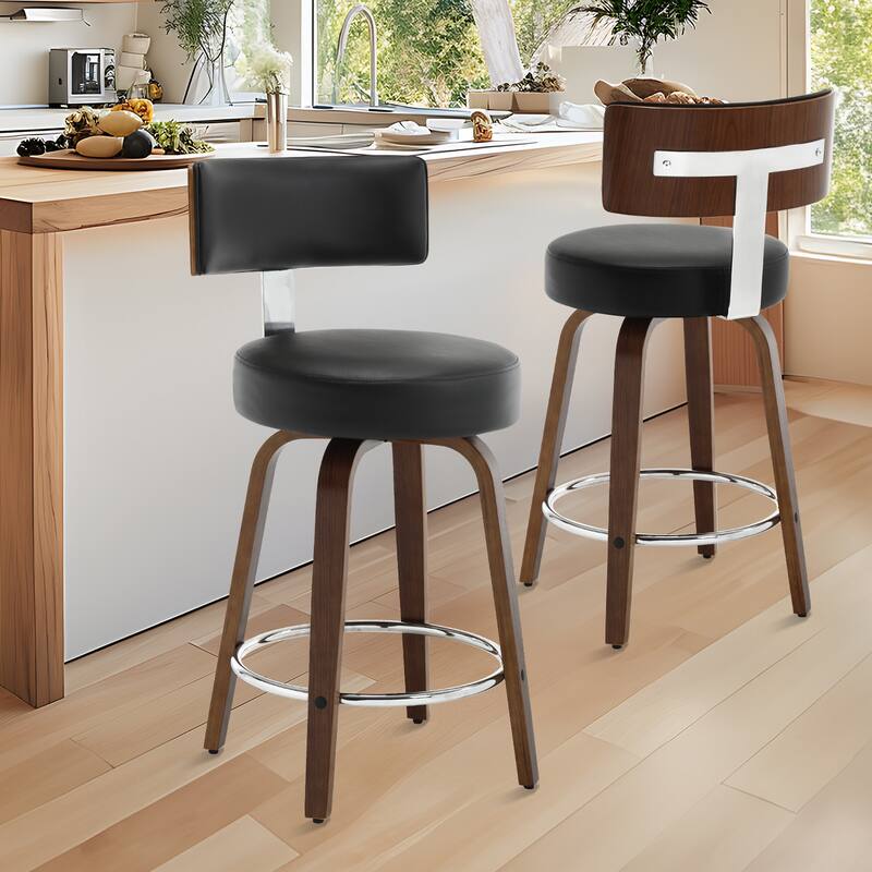 Faux Leather Upholstered Swivel Counter/ Bar Stools Set of 1/2/4