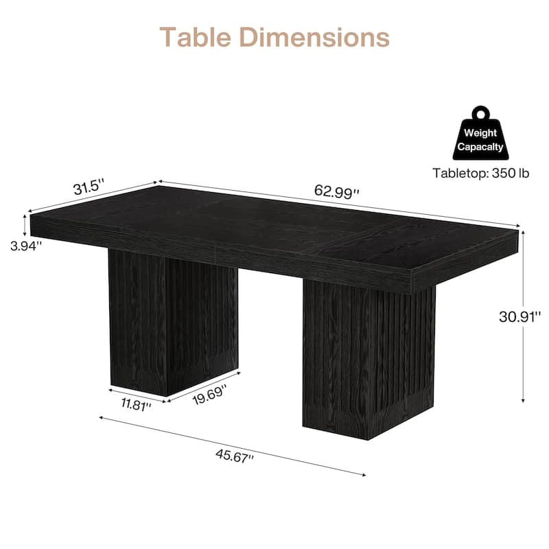 63 Inch Black Executive Desk for Home Office, Modern Style