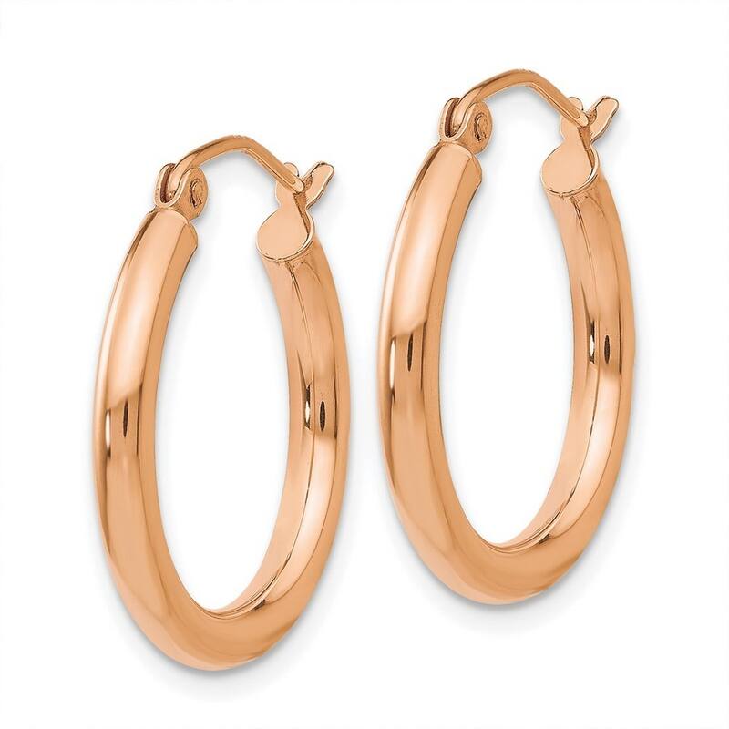 Curata 14k Rose Gold 20x2.5mm Polished Hoop Earrings