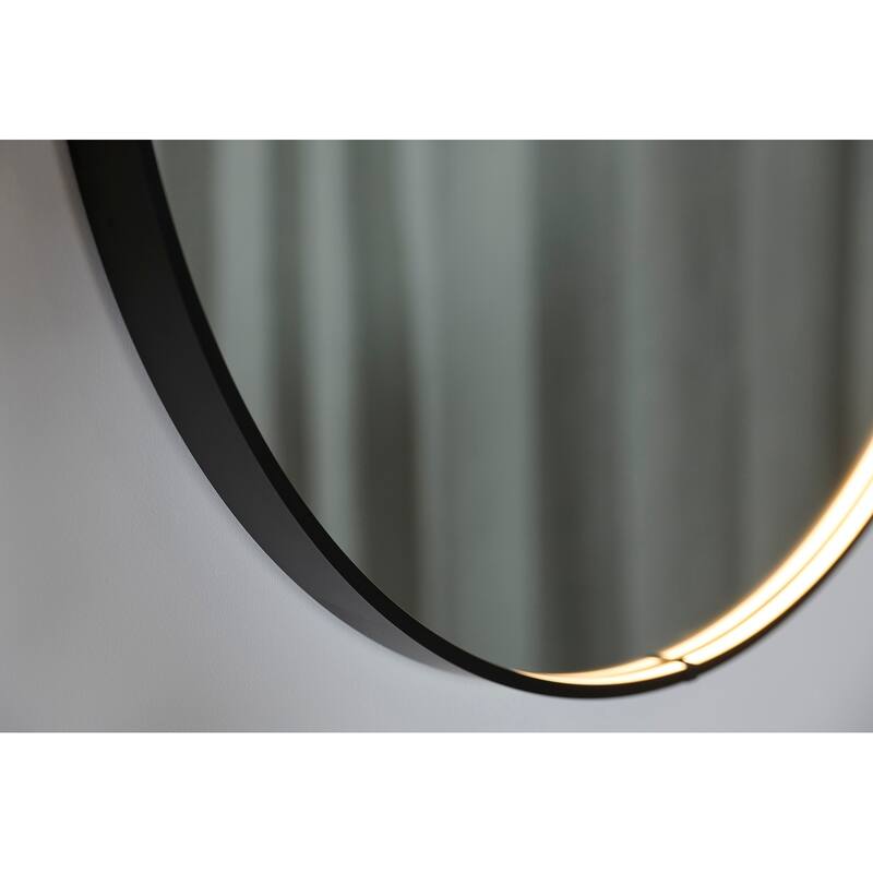Solstice Round Wall LED Mirror Black Finish