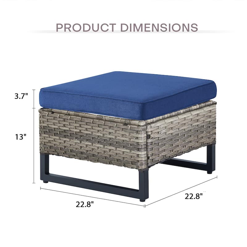 Gymojoy Outdoor Wicker Ottomans with Olefin Cushions