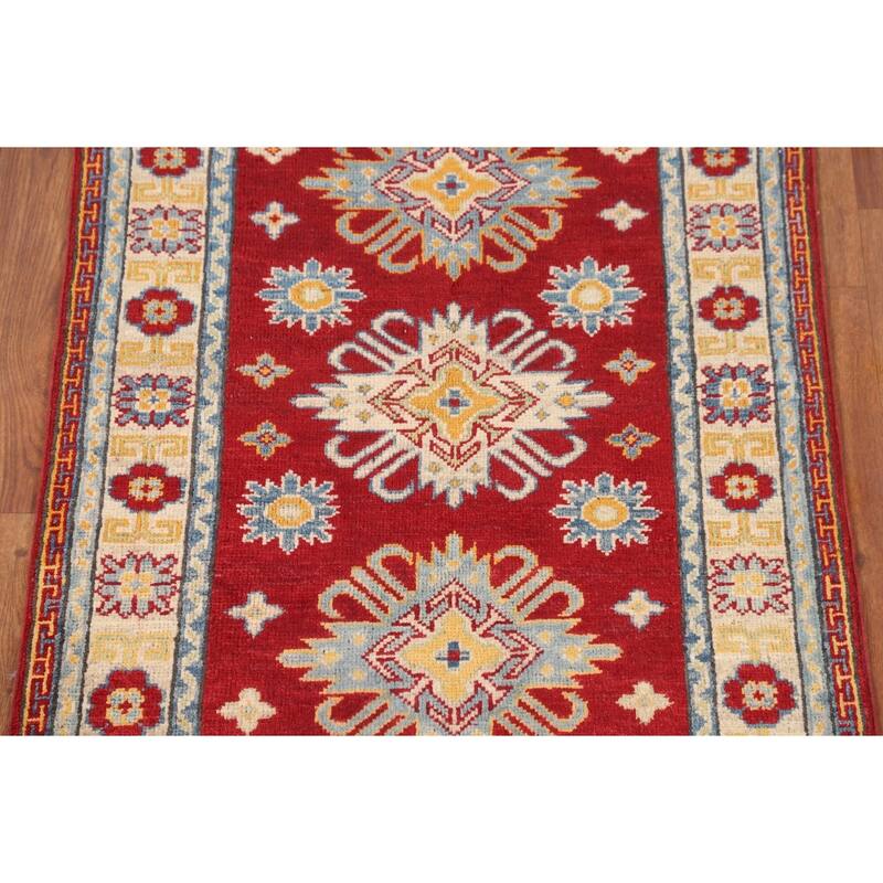 Kazak Accent Rug Hand-Knotted Red Traditional Wool Carpet - 2'7" x 3'10"