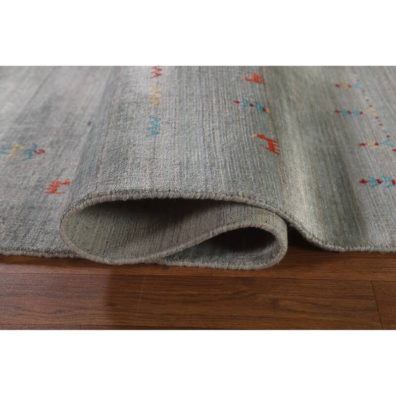 Gabbeh Indian Area Rug Hand-Knotted Beige Wool Carpet - 8'1"x 9'10"