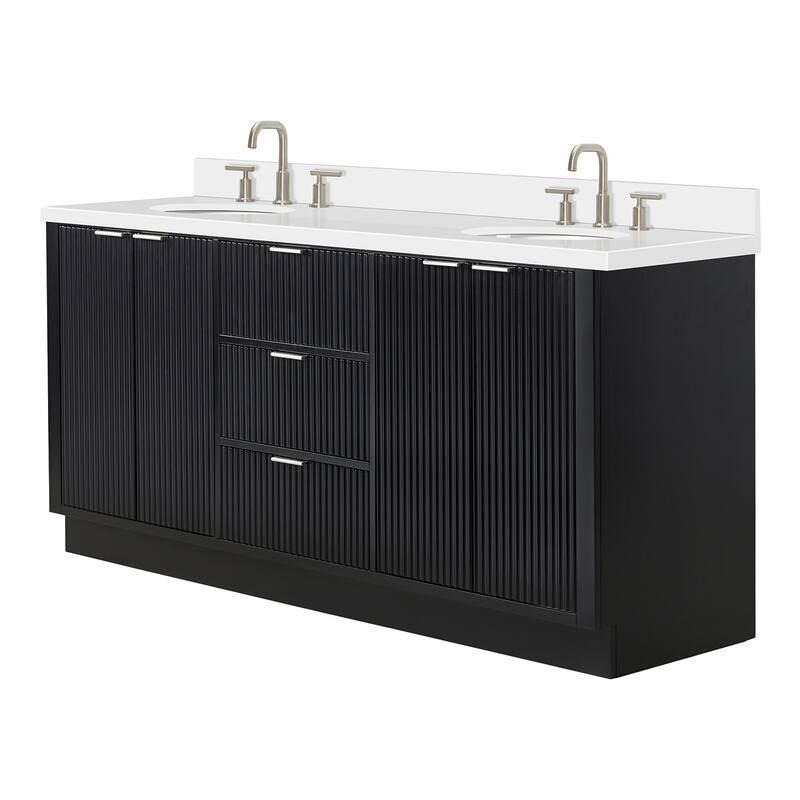 Ariel P73DWQOVO Milan 73" Free Standing Double Basin Vanity Set with
