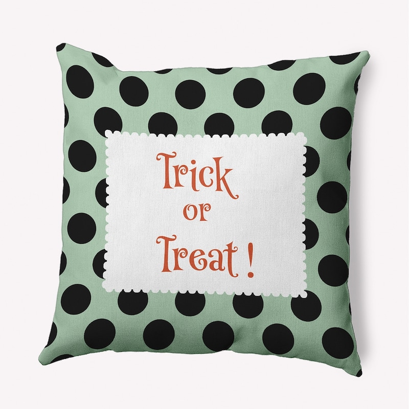 Halloween Trick or Treat Dots Accent Pillow - Mint Green - 16" x 16"