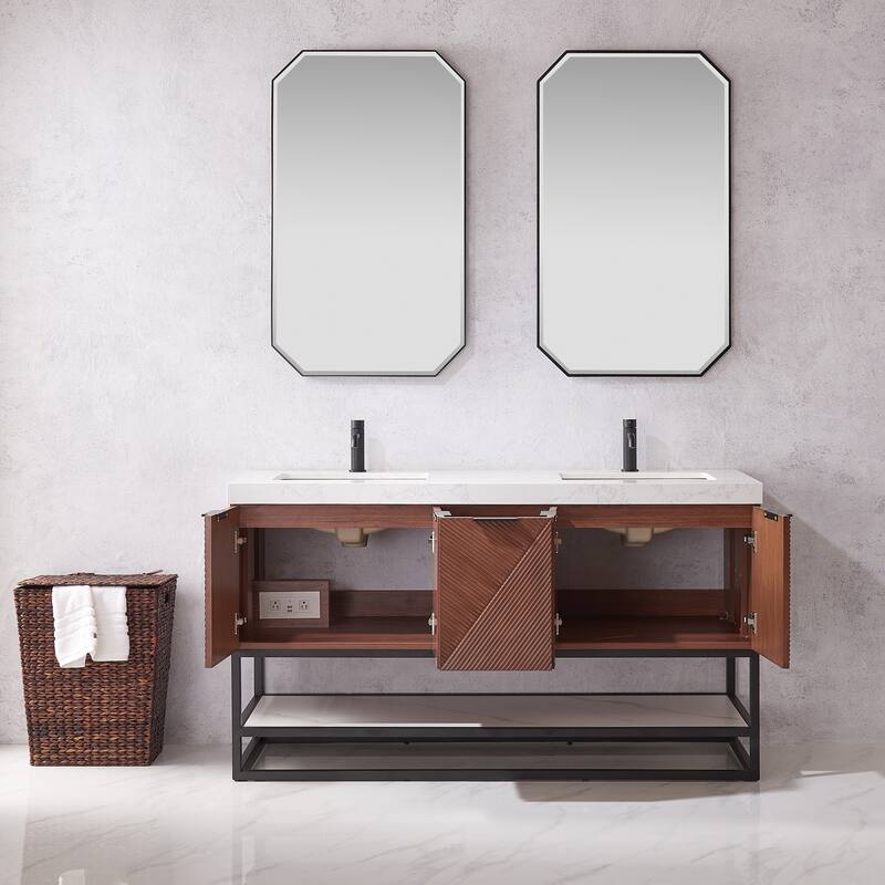 Mahon Double Bath Vanity with Composite Stone Top without Mirror
