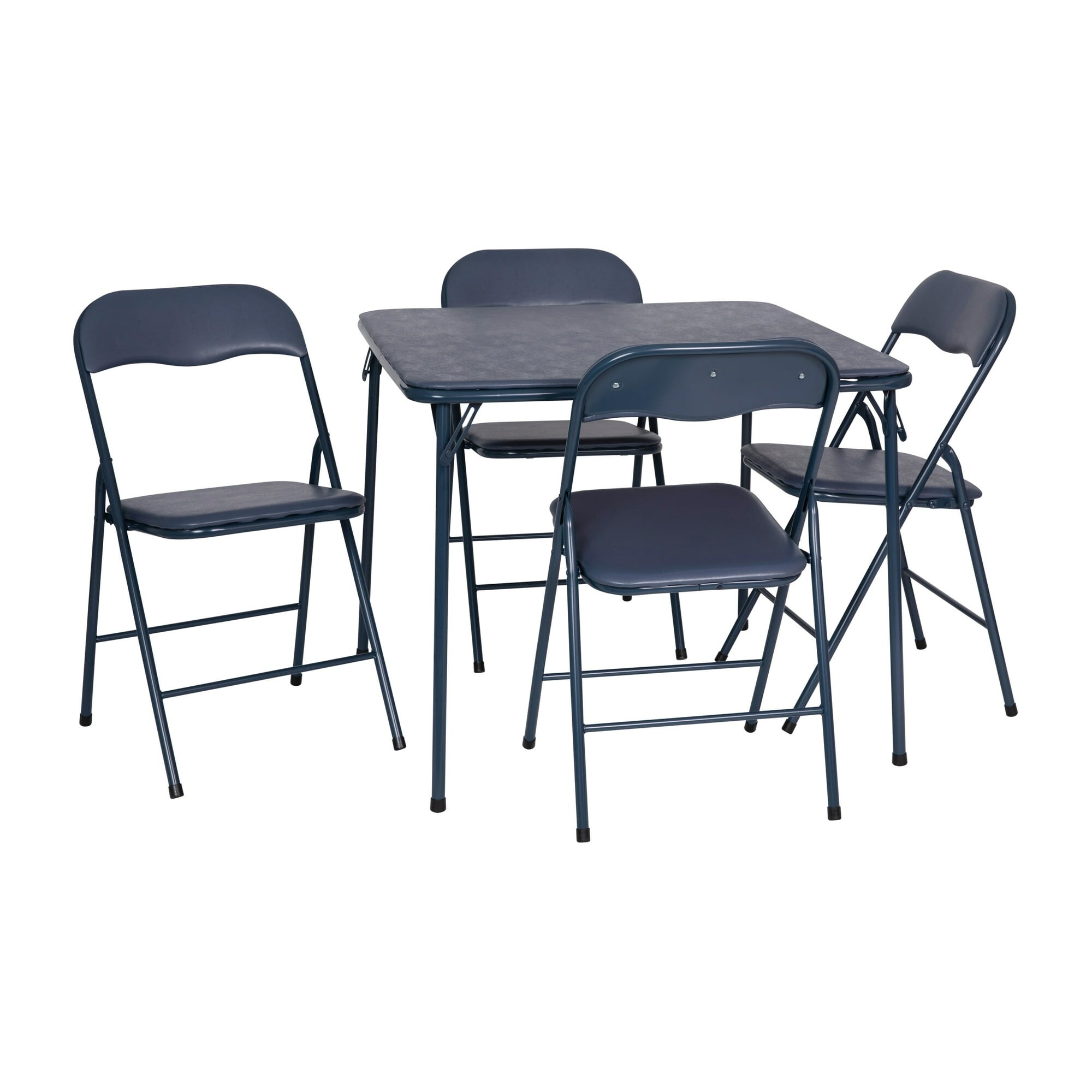 5 Piece Tan Folding Card Table and Chair Set