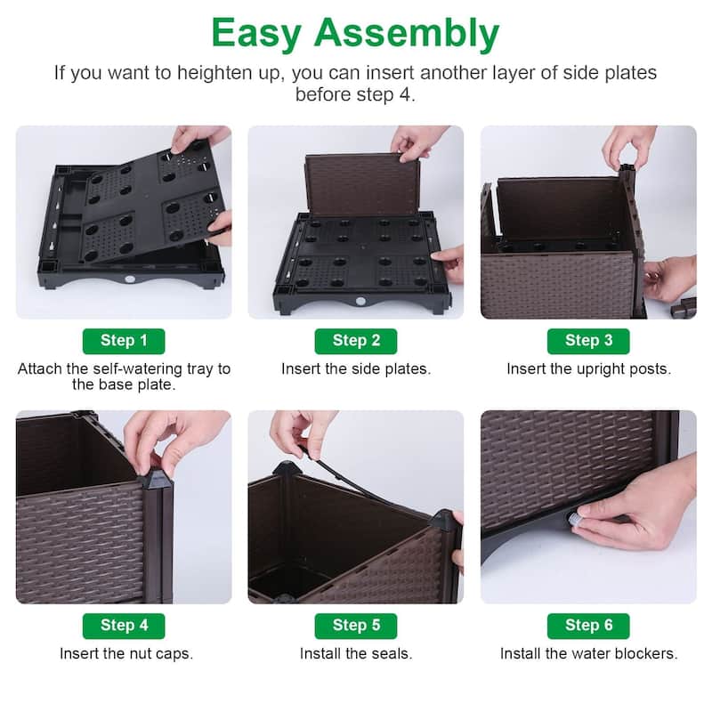 Raised Garden Bed Plant Growth Box with Self-watering System