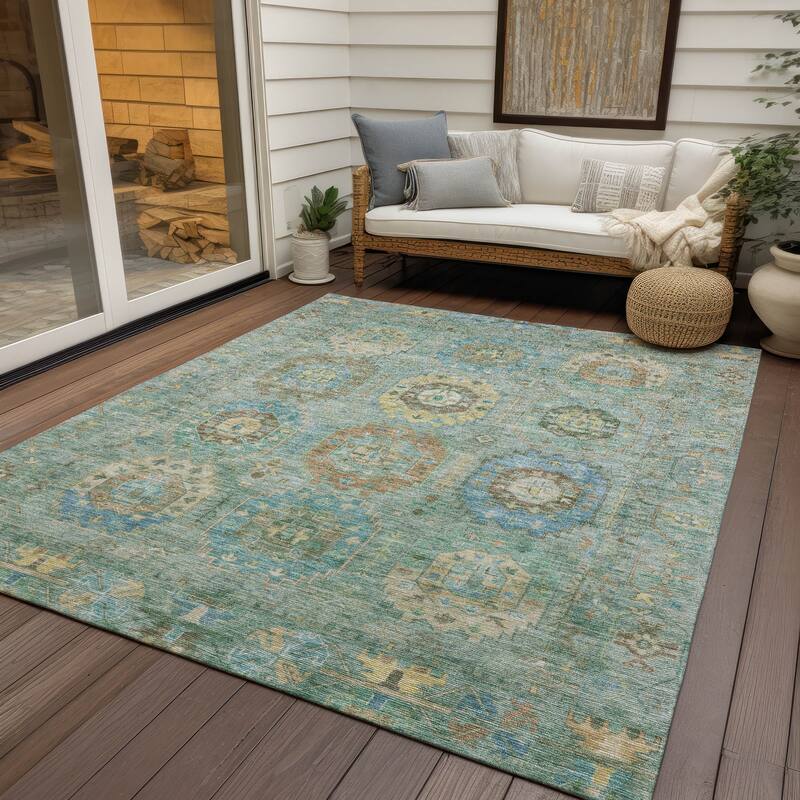 Machine Washable Indoor/ Outdoor Vintage Traditional Chantille Rug