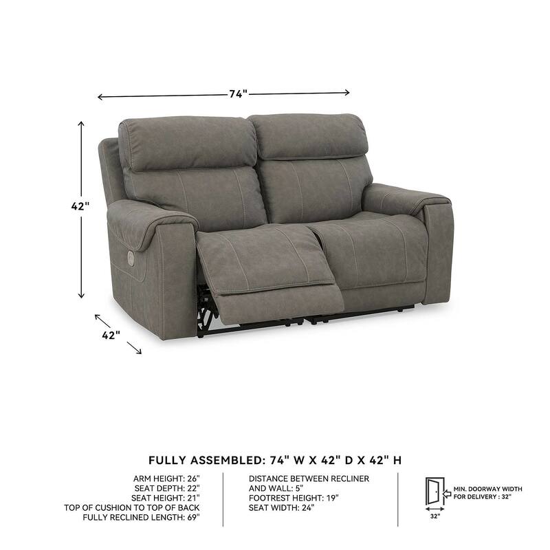 Signature Design by Ashley Starbot Gray 2-Piece Power Reclining Loveseat - 74"W x 42"D x 42"H