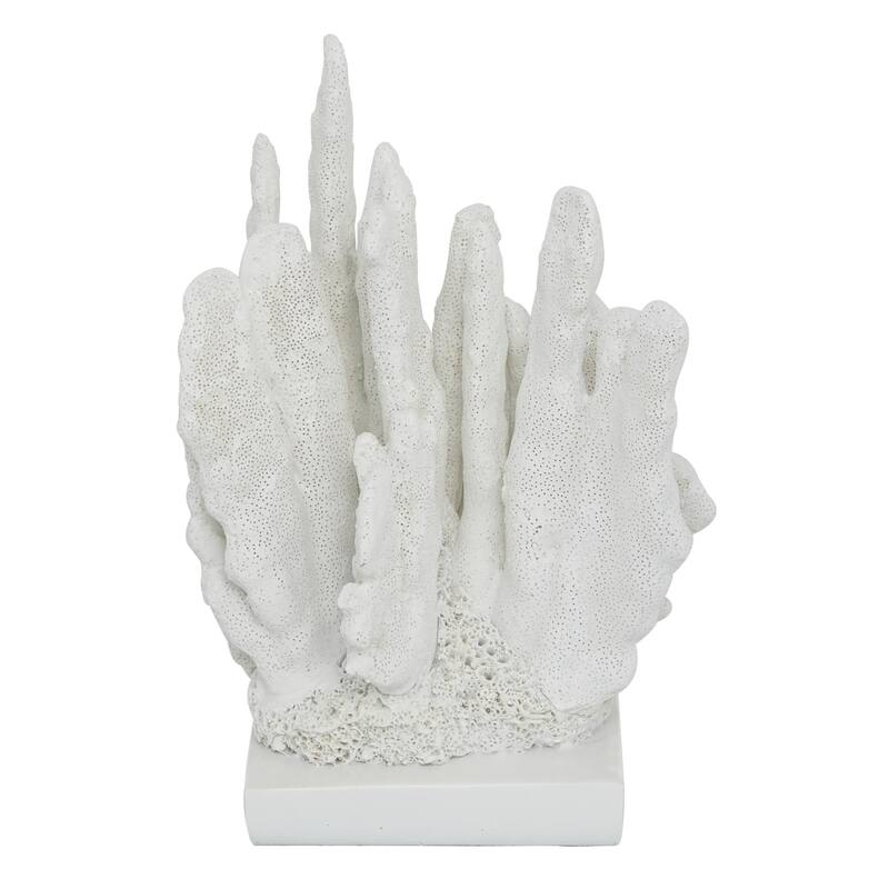 Polystone Coral Decorative Sculpture - Blue or White - Roche River Decor - White - 7"W, 10"H