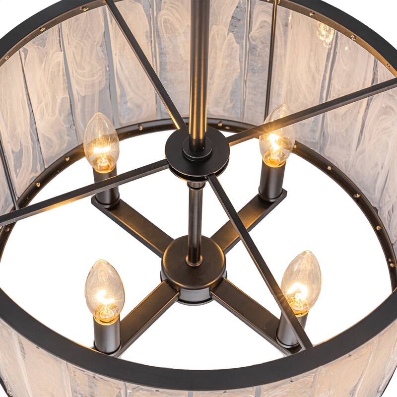 Cloudy White Glass Black Pendant Lighting Modern for Kitchen Island