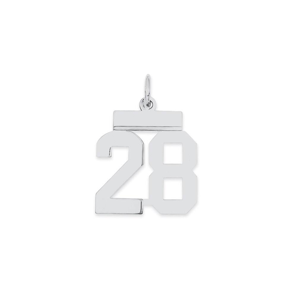 925 Sterling Silver Small Polished Number 28 Pendant