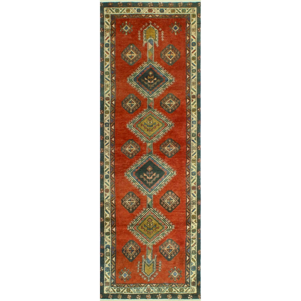 Fine Vintage Distressed Sheryl Red/Beige Runner - 3'3" x 10'1"