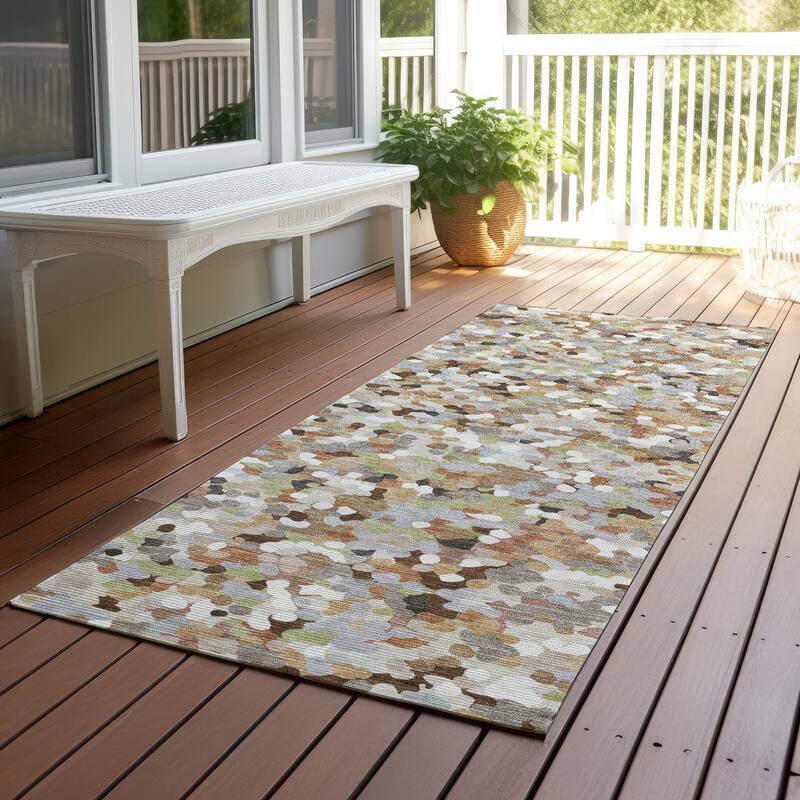 Machine Washable Indoor/ Outdoor Contemporary Halia Chantille Rug - Beige - 2'3" x 7'6"