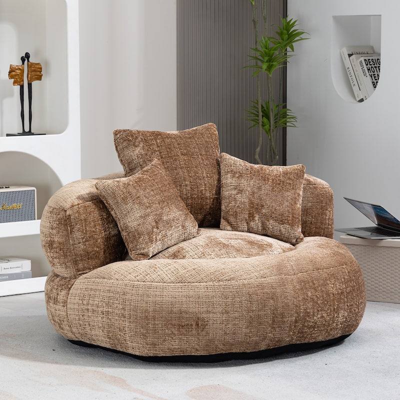 HOMEFUN Chenille Upholstered Durable Comfort Lounger High Back Bean Bag Chair - Coffee