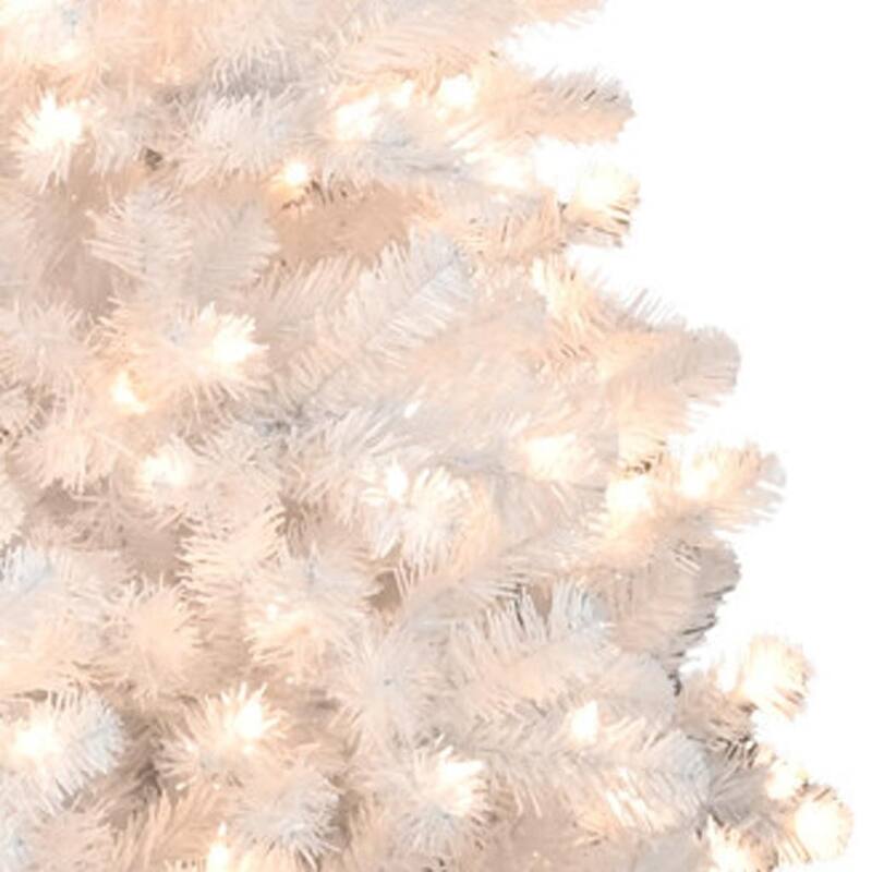 HomeRoots 9' White Pre Lit Full Pine Christmas Tree - 60.00 in. x 108.00 in. x 60.00 in.