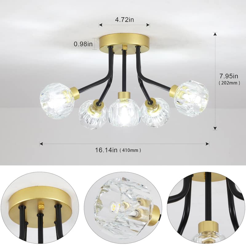 5-Light Semi Flush Mount Chandelier for Hallway Entryway Dining Room