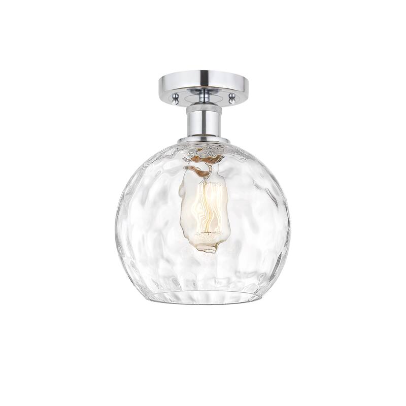 Innovations Lighting Edison Athens Water Glass - 1 Light 8" Semi-Flush Mount - Clear Water Glass/Polished Chrome