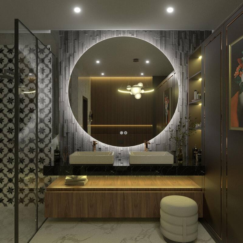 KIOTEE Round Backlit LED Lighted Anti-Fog Bathroom Vanity Mirror with ETL and 3-Year Warranty