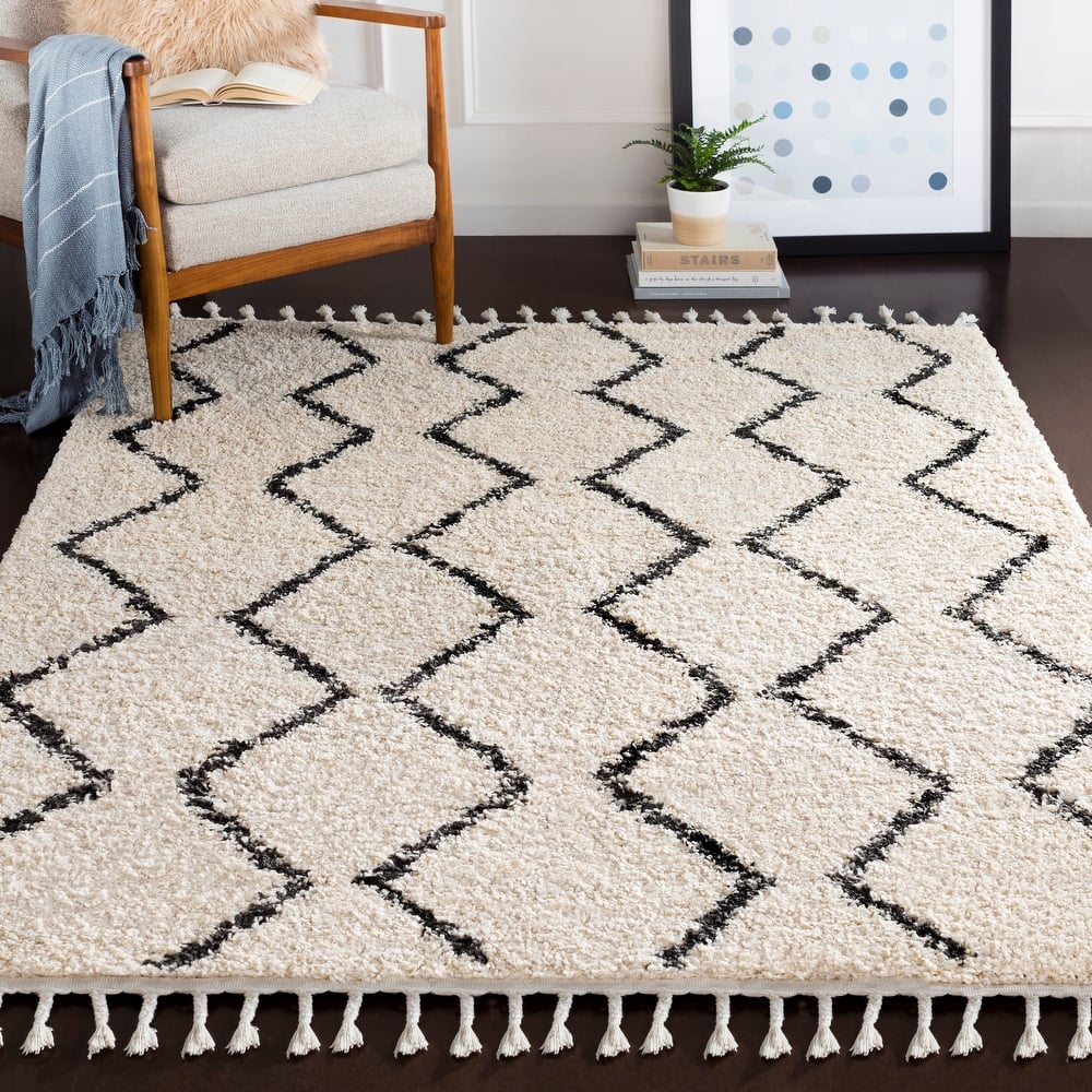Livabliss Jada Moroccan Stripe Shag Area Rug