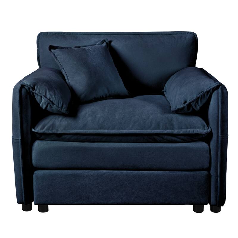 3-Piece Chenille Cloud Sofa & Armchair Set with Deep Seats & 3 Pillows