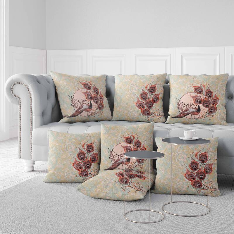 Cambridge And Blue Paisley Peacock Dreams Indoor/Outdoor Throw Pillow Zipper