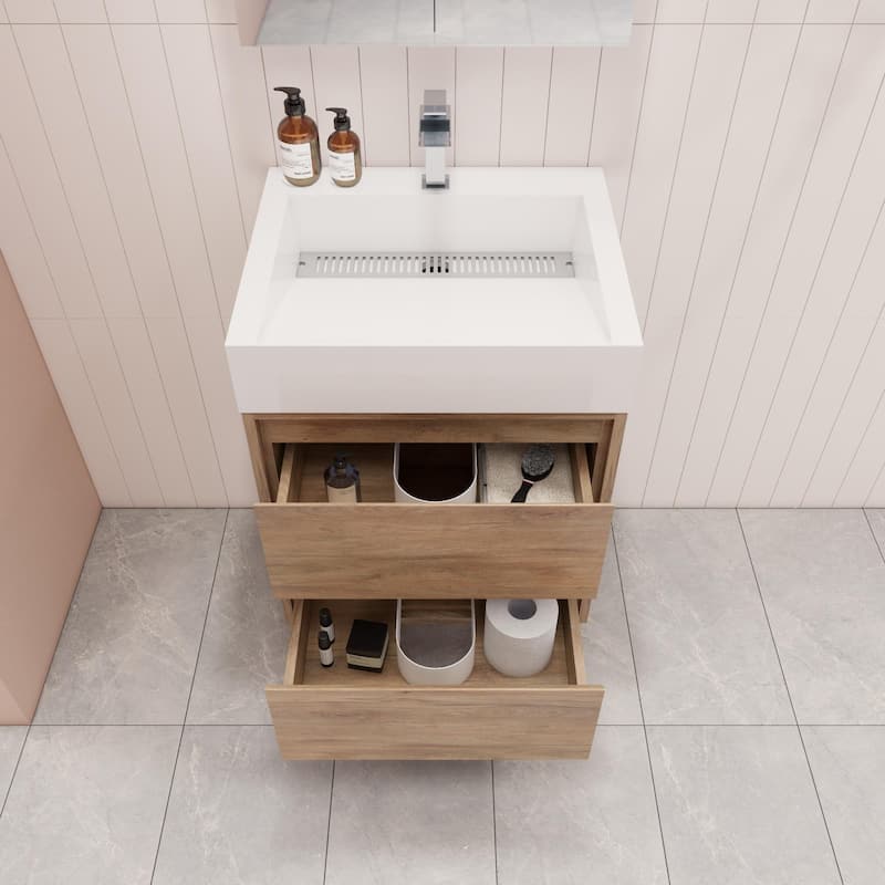 Victoria 24" Wall Mounted Modern Vanity with Acrylic Sink