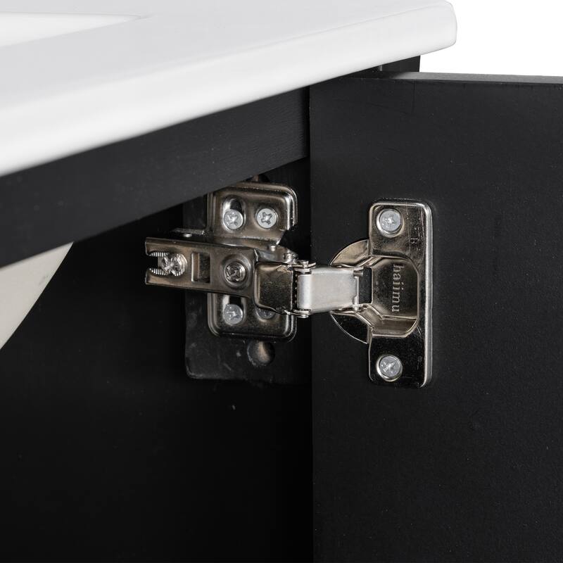 20 Inch Bathroom Vanity With Ceramic Sink, Soft Close Door, Adjustable U-Shaped Shelf, Compartment Drawer And Door Storage Rack