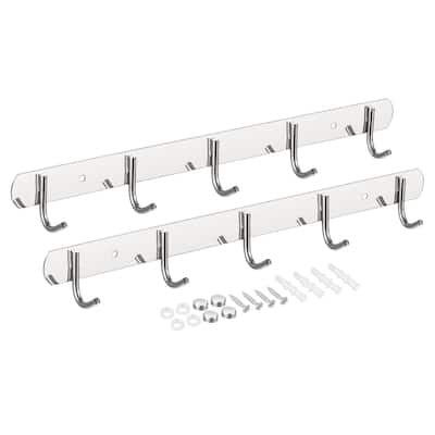 Coat Hook Rack, Stainless Steel Wall Mounted with 5 Hooks Wall Hangers
