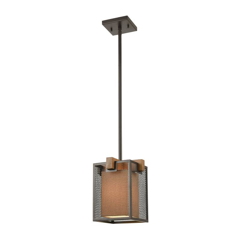 Elk Home Crossbeam Oil Rubbed Bronze Fabric 1 Light Pendant