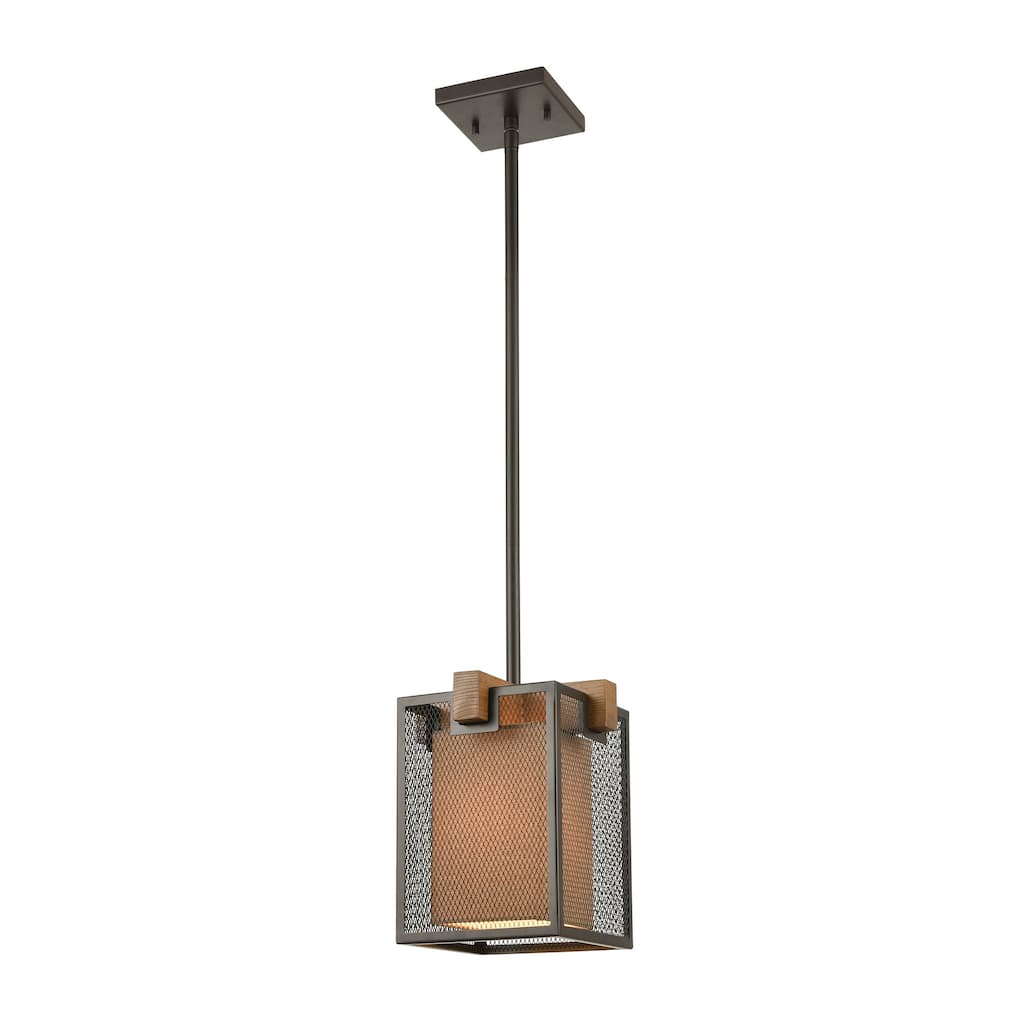 Elk Home Crossbeam Oil Rubbed Bronze Fabric 1 Light Pendant