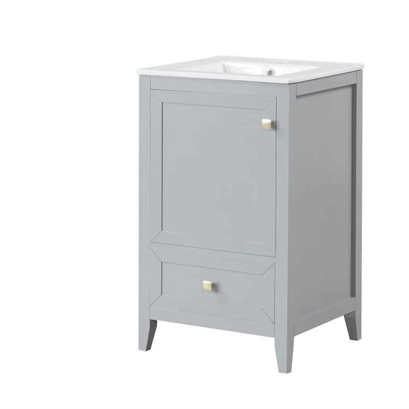 20" Bathroom Vanity with Sink – Soft-Closing Door Cabinet Featuring Storage Rack and Drawer‌ - 20"L x 18.3"W x 34"H