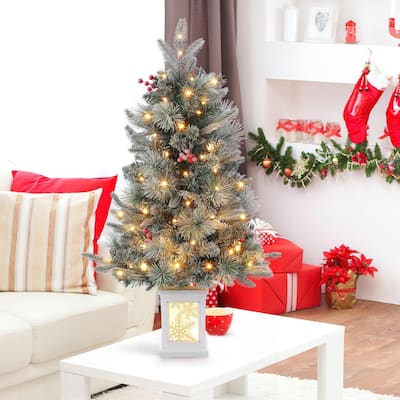 3ft Pre-Lit Christmas Tree White Snowflake Base