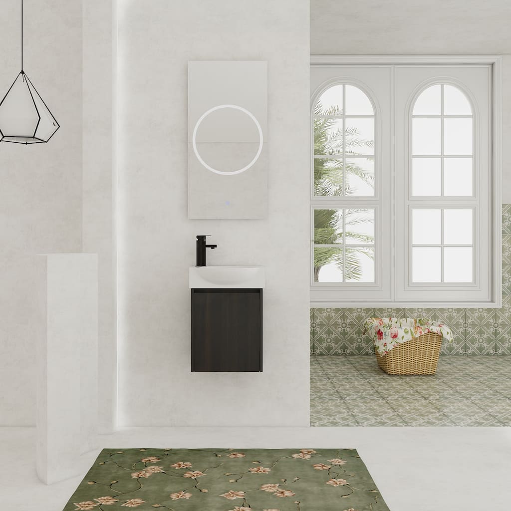 GDFStudio - Levistar Modern Wall-Mounted Bathroom Vanity with Scratch-Resistant Sink & Soft Close Door for Small Space