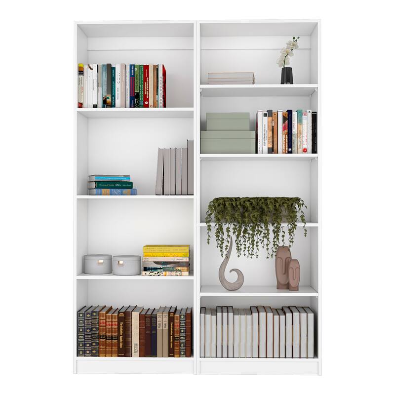 2 Piece Living Room Set with 2 Bookcases for Office,Living Room ,Apartment, White - White