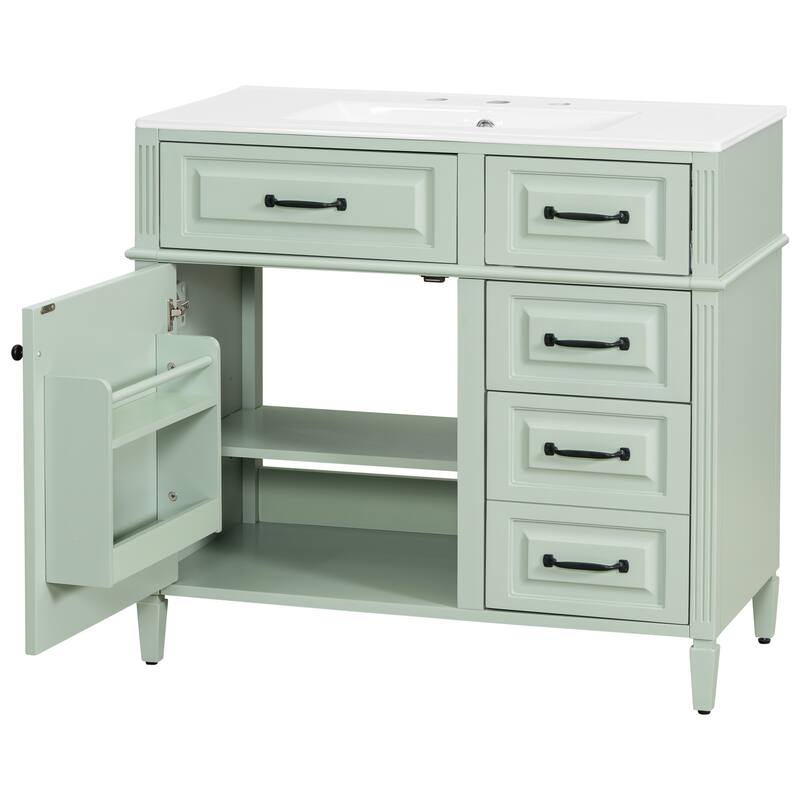 GDFStudio - Alexander Whitmore Modern Freestanding Bathroom Vanity with Flip Drawer Storage