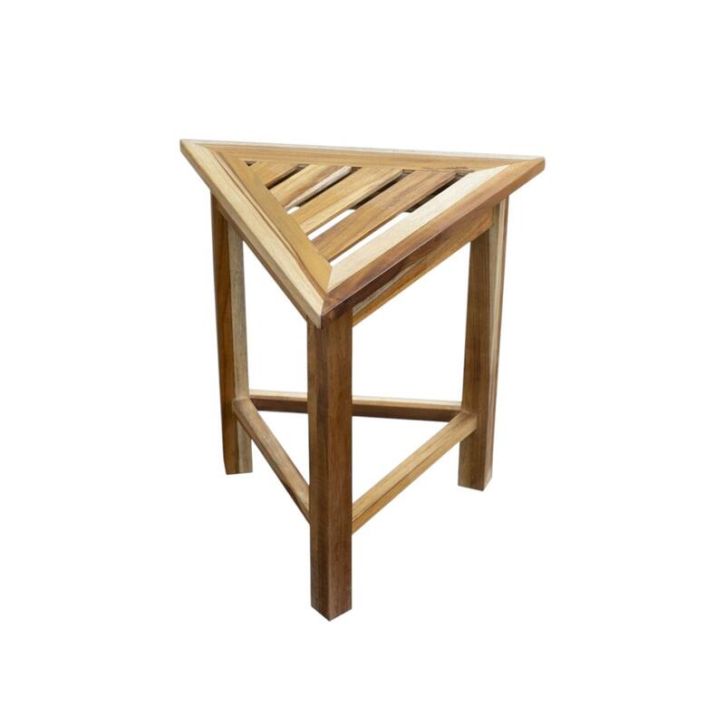 Hotel White Teak 18" Triangle Corner Shower Bench or Shelf