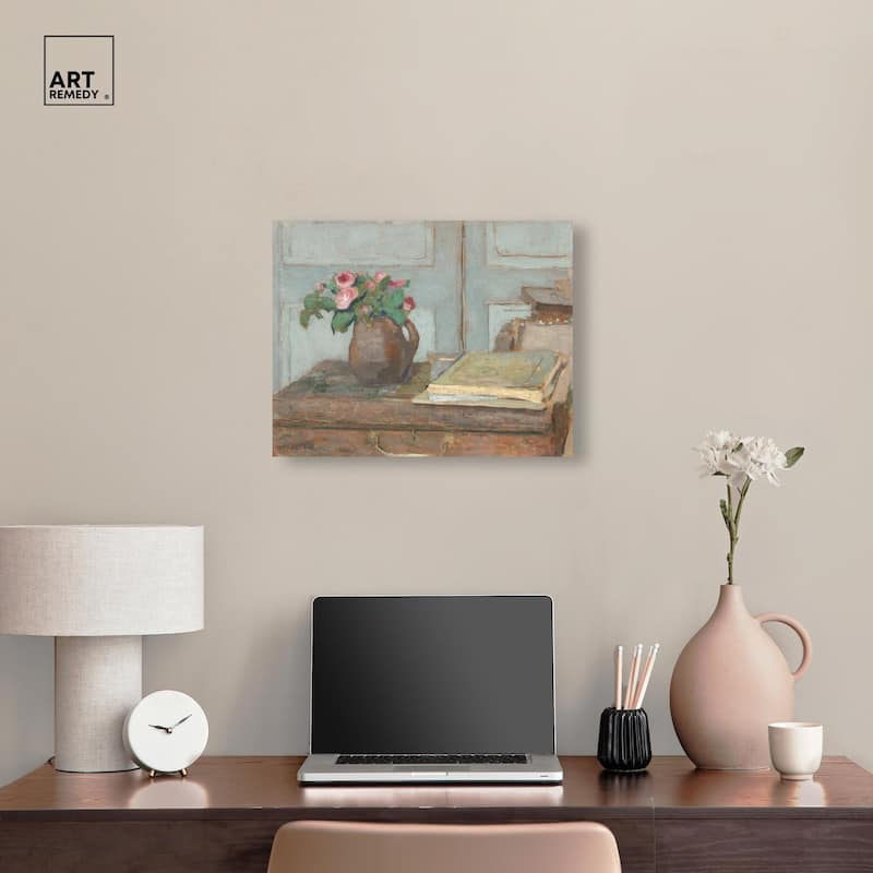 Box and Moss Roses Canvas by Art Remedy, Gallery Wrapped