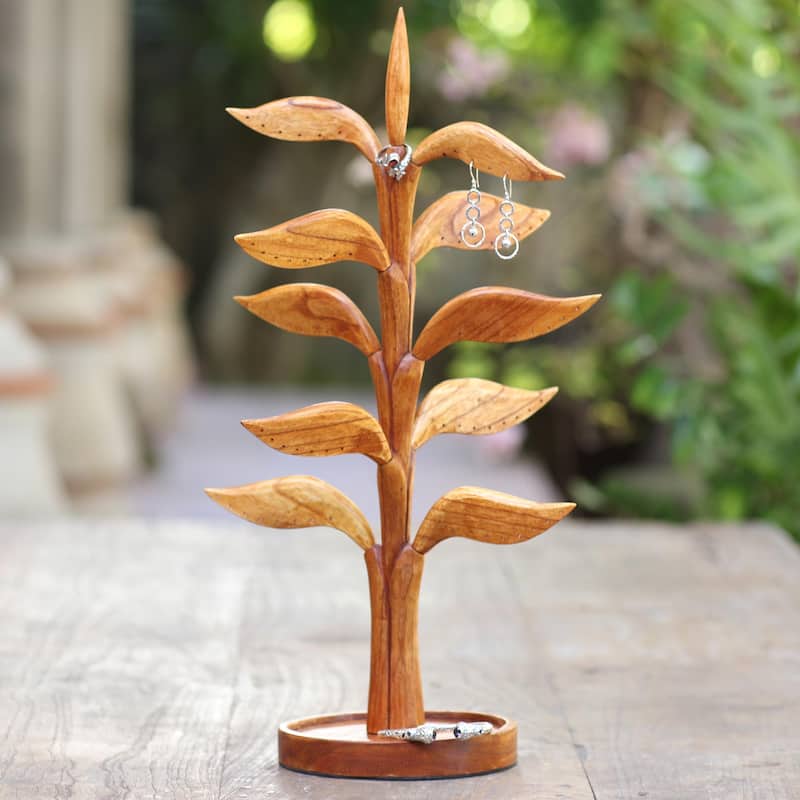 Novica Handmade Towering Tree Wood Jewelry Stand