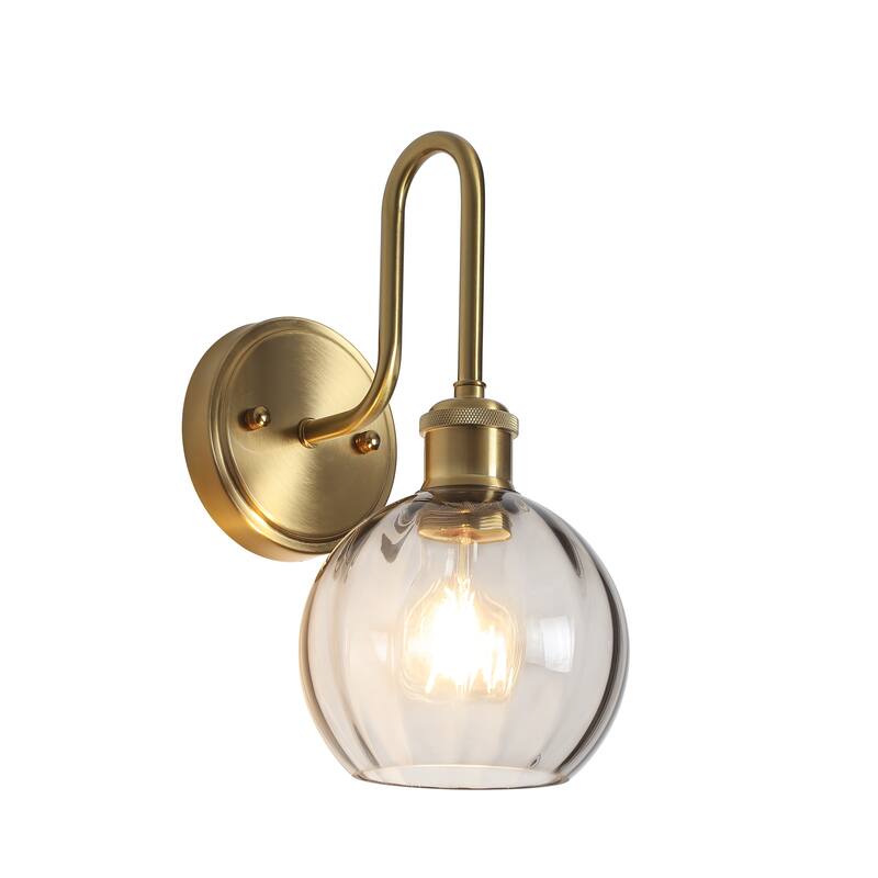 Modern 1-Light Bathroom Vanity Wall Sconce with Textured Glass Shade