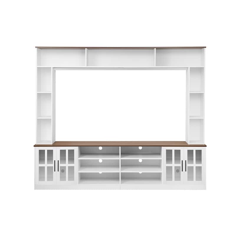 95.5" Wall Unit Entertainment Center Set with Bookshelves, TV Stand for Televisions Up to 80", Media Cabinet with Bridge