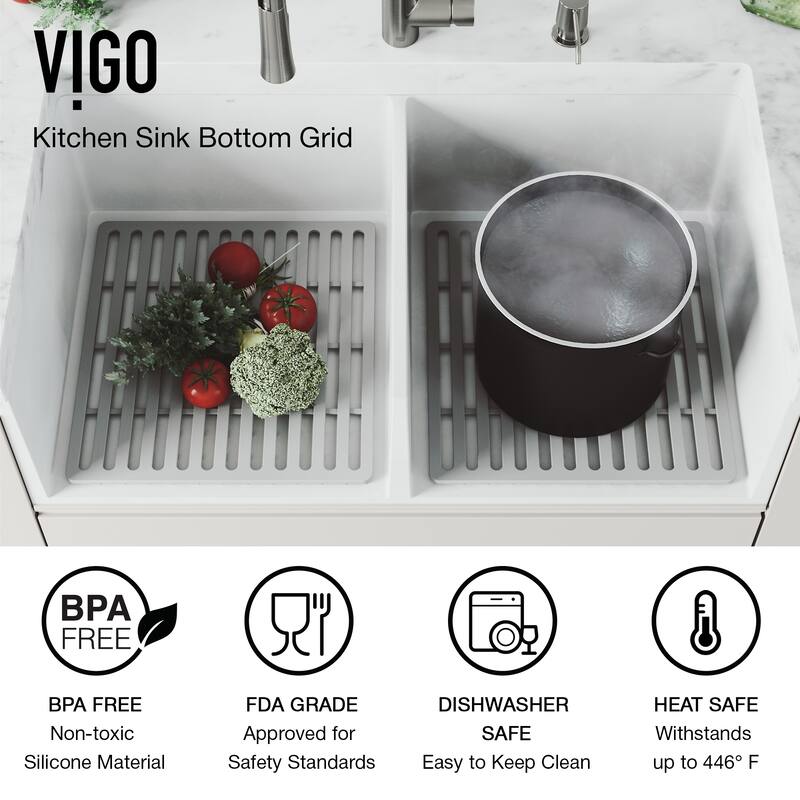 VIGO 15" L X 15" W Silicone Protective Bottom Grid for Kitchen Sink in Gray