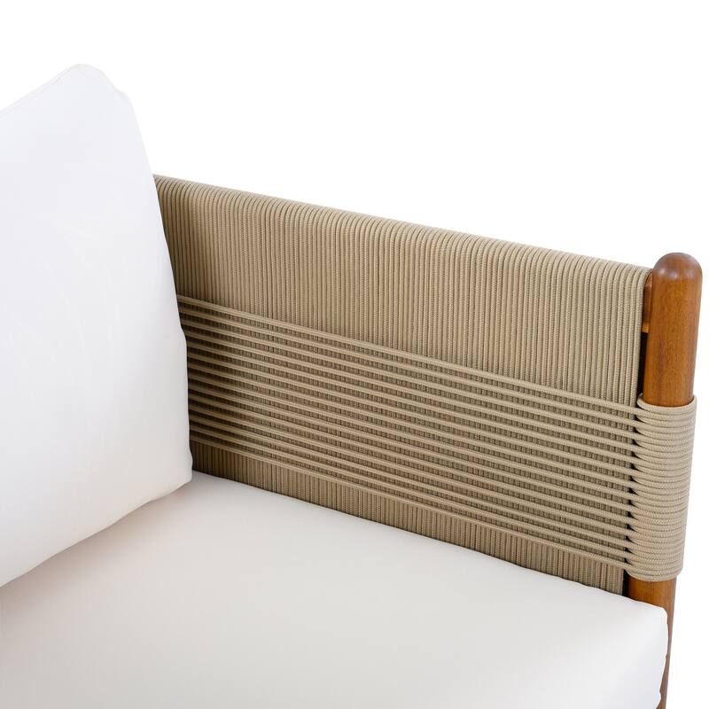 Christopher Knight Home - Outdoor 2-Piece Set with Acacia Wood Loveseat and Coffee Table, Rope Panels & Cushioned Seating