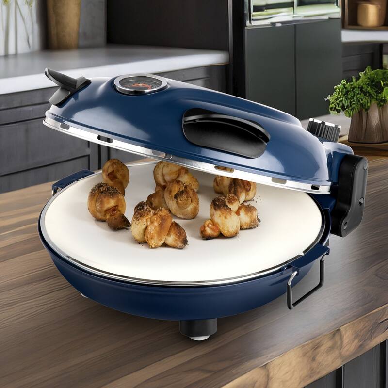 Granitestone Piezano Navy Indoor/Outdoor Electric Pizza Oven w Ceramic Stone