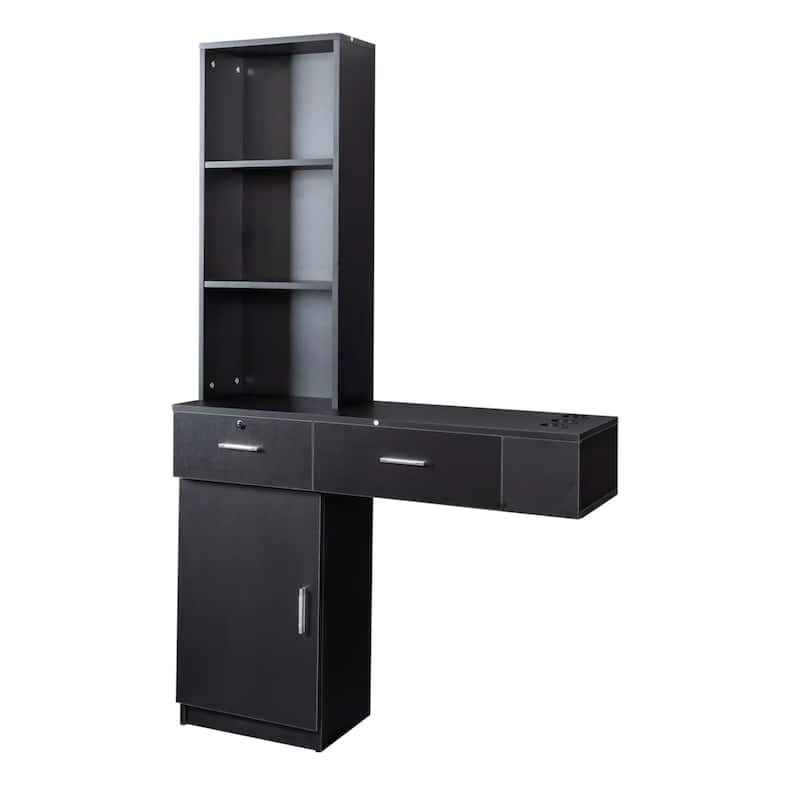 Roomfitters Modern Vanity Table with Storage Shelves, Multi-Layer Makeup Desk with Drawers and Cabinet