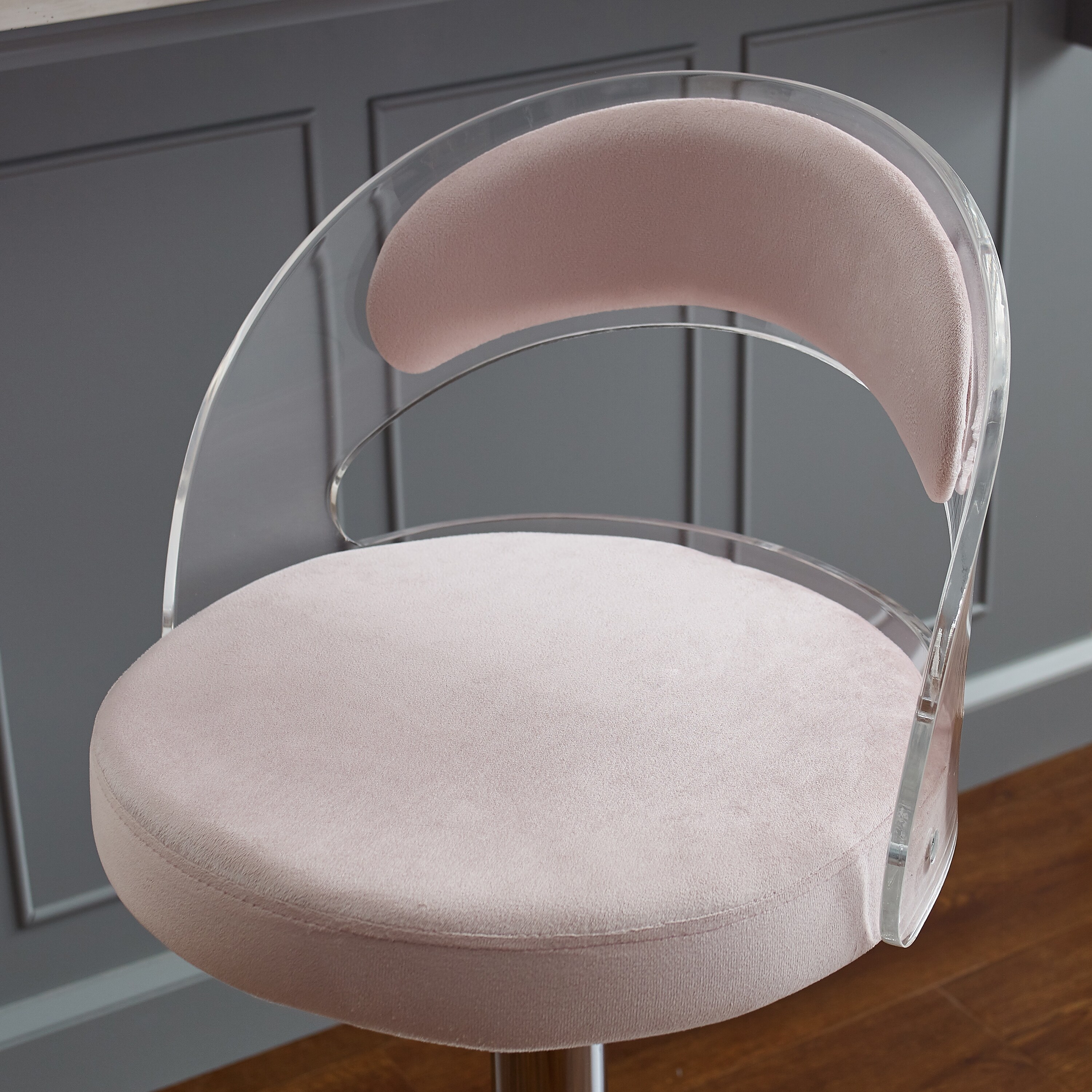 Shop Art Leon Elegant Pink Velvet Stool With Clear Acrylic Back N A Overstock 31985135