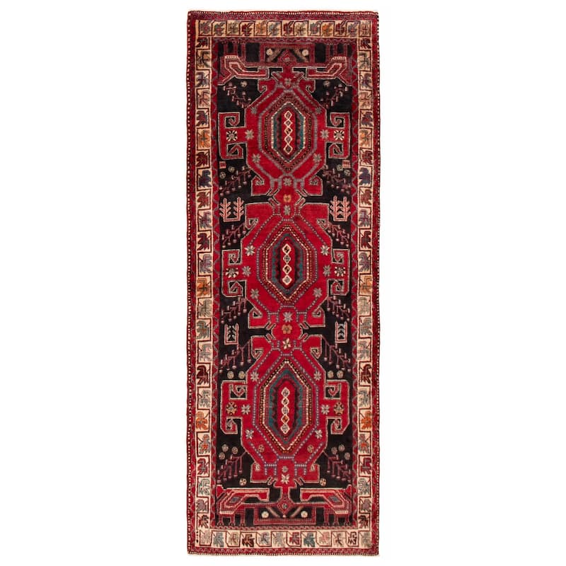 ECARPETGALLERY Hand-knotted Konya Anatolian Black, Red Wool Rug - 3'5 x 9'6 - Black/ Red - 3'5 x 9'6