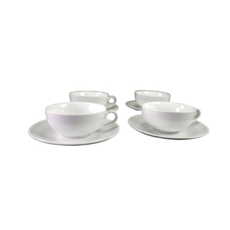 Ceramic Latte Cup and Saucer, Set of 4